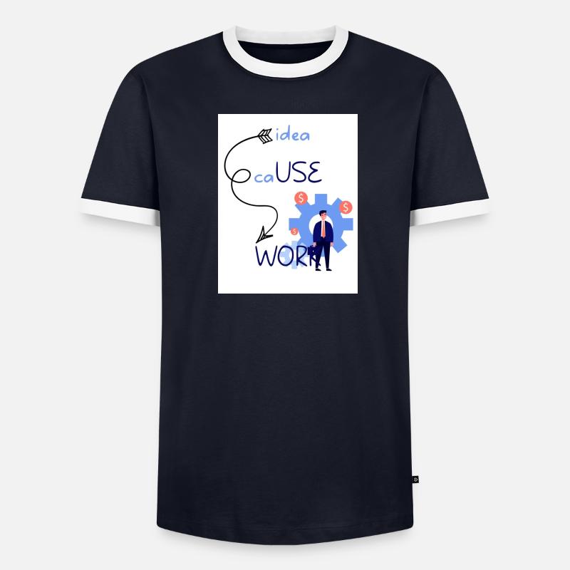 Idea cause work. An idea creates a work. Men's Ringer Shirt
