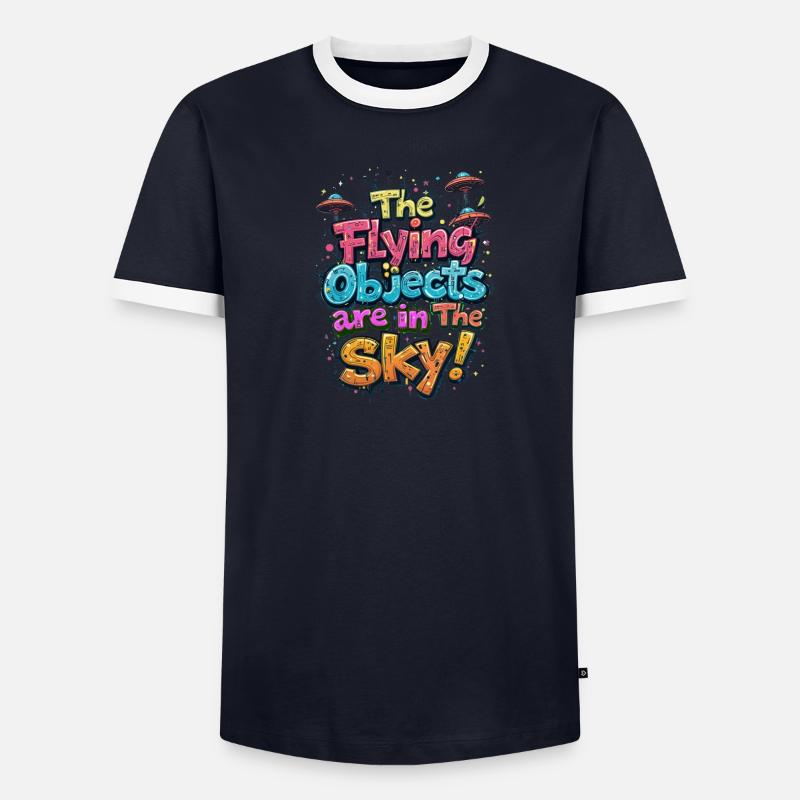 Flugobjekte am Himmel Männer Kontrast-T-Shirt