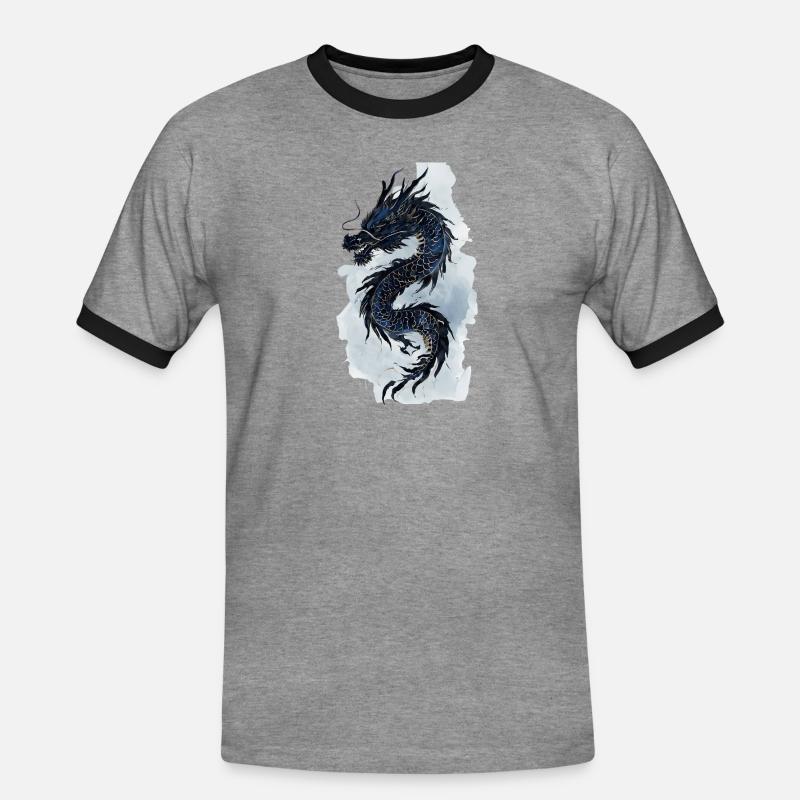 Dragon China Mythology Gift - Men's Ringer Shirt - heather grey/black