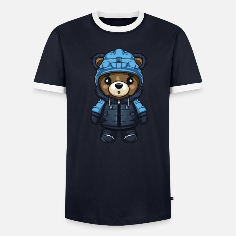 Bär Winter Comic - Männer Kontrast-T-Shirt - undefined