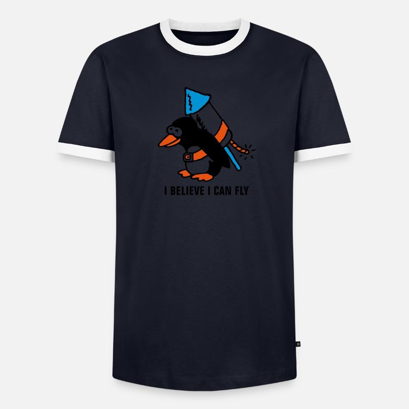 rocket_pinguin_white_b_3c T-shirt contrasté Homme