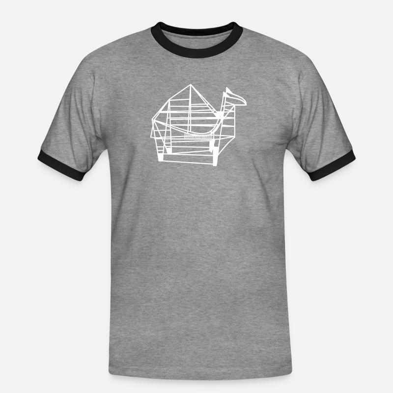Kamel - Männer Kontrast-T-Shirt - Grau meliert/Schwarz