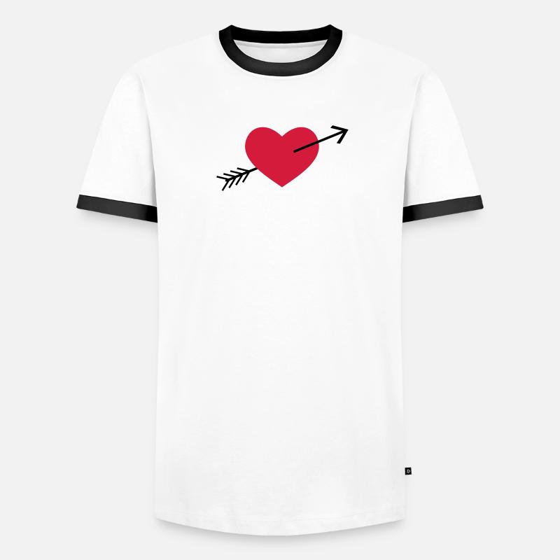 Herz mit Pfeil Männer Kontrast-T-Shirt