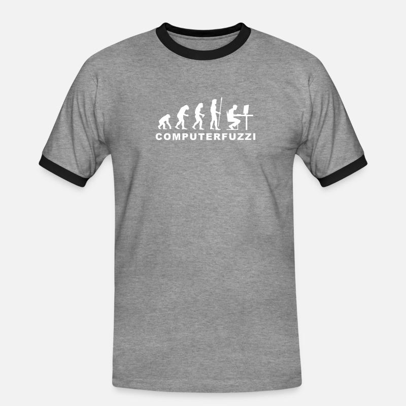 evolution_computerfuzzi - Männer Kontrast-T-Shirt - Grau meliert/Schwarz