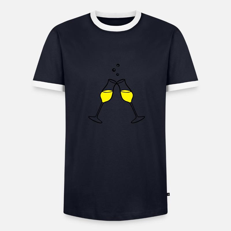 Glas, Sekt 2farbig Männer Kontrast-T-Shirt