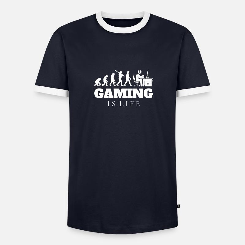Cadeau Gaming Gamer Evolution T-shirt contrasté Homme