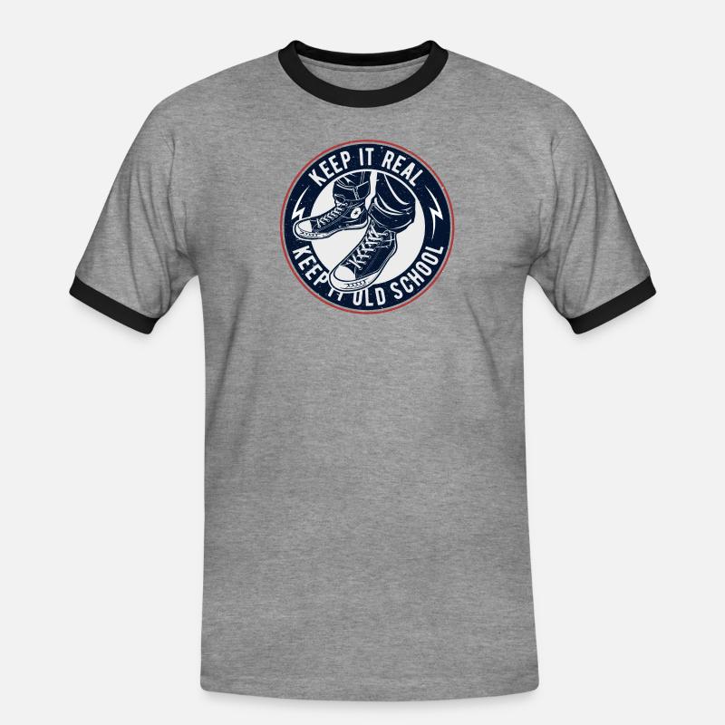Keep It Oldschool - Männer Kontrast-T-Shirt - Grau meliert/Schwarz