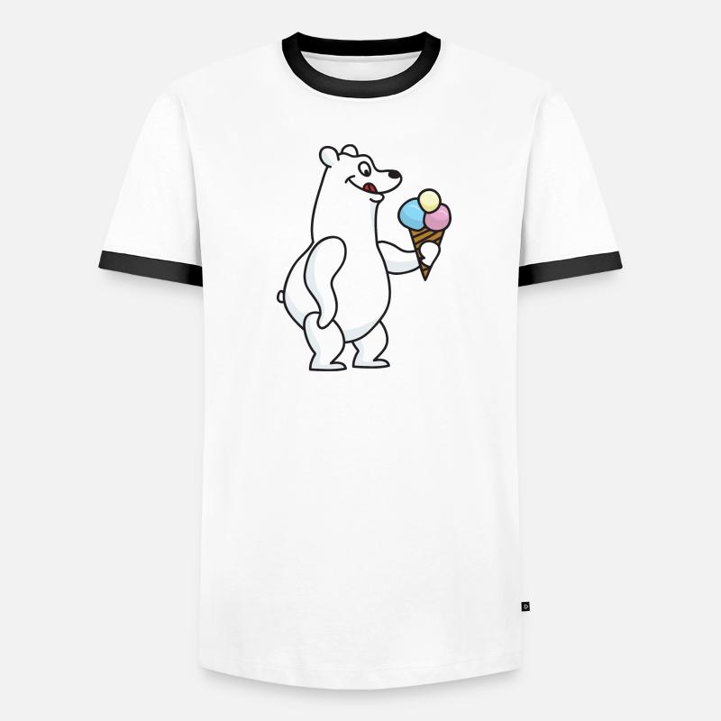 Eisbär Eiskrem Eiscreme Kugeleis Winter Männer Kontrast-T-Shirt