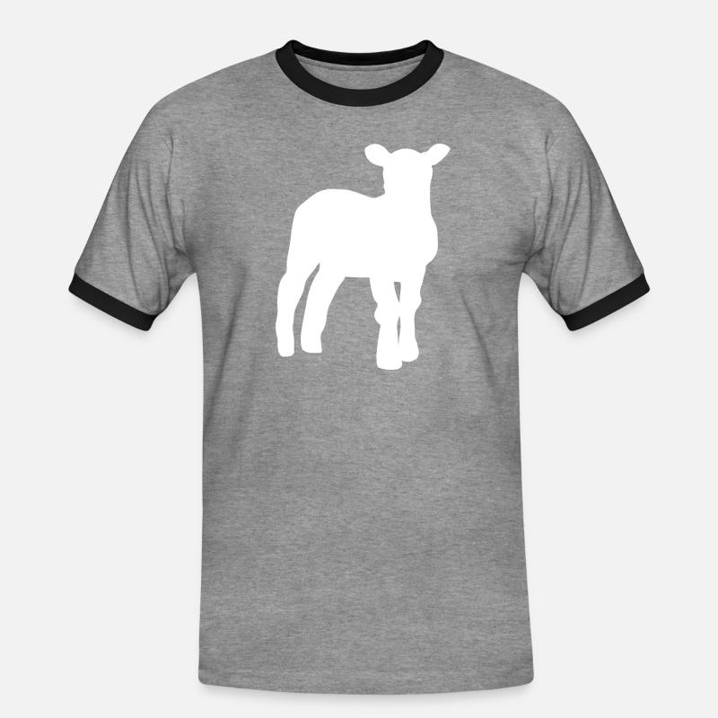 Lamm - Männer Kontrast-T-Shirt - Grau meliert/Schwarz
