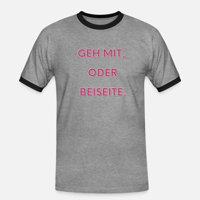 Geh mit oder beiseite - Männer Kontrast-T-Shirt - Grau meliert/Schwarz