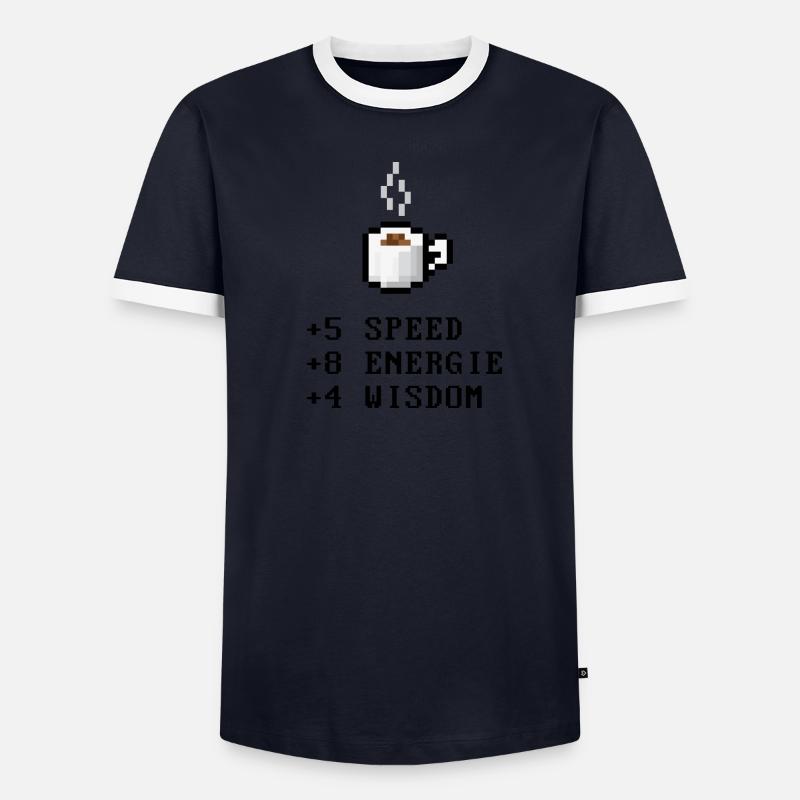 Pixelcoffee with Stats Männer Kontrast-T-Shirt