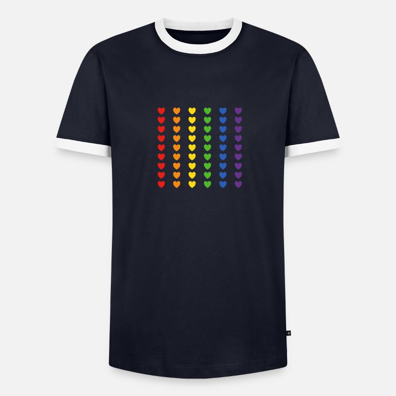 Drapeau arc-en-ciel coeurs T-shirt contrasté Homme