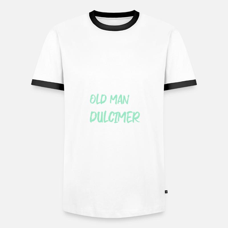 Never underestimate an old man who plays dulcimer Männer Kontrast-T-Shirt