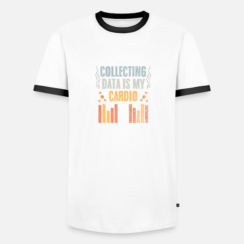 Collecting Data Is My Cardio Retro Data Science Men's Ringer Shirt