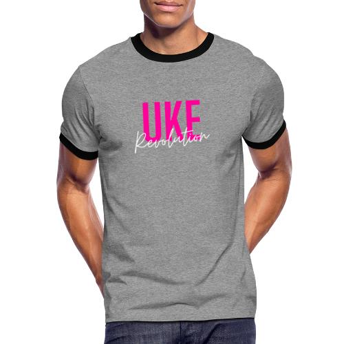 Front & Back Pink Uke Revolution + Get Your Uke On - Men's Ringer Shirt
