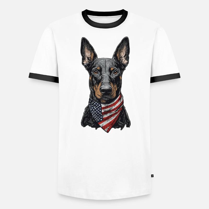Dobermann Männer Kontrast-T-Shirt