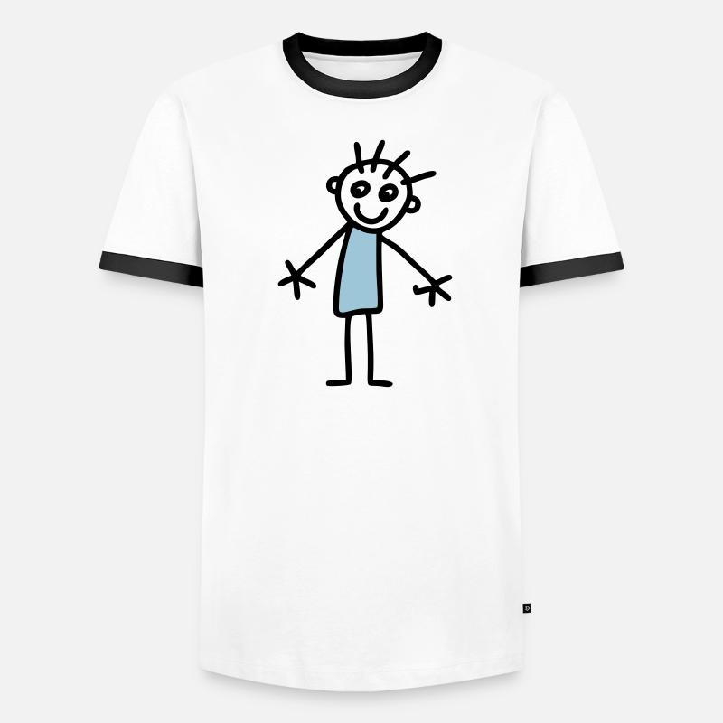 Strichmännchen Kinderzeichnung - V2 Männer Kontrast-T-Shirt