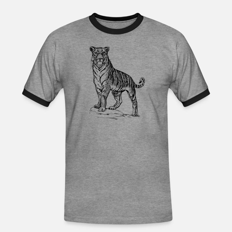 Tiger black and withe - Männer Kontrast-T-Shirt - Grau meliert/Schwarz