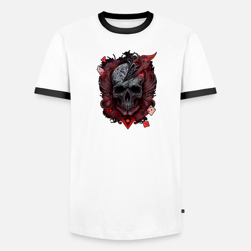 Splash multicolor skull. Poker face Men's Ringer Shirt