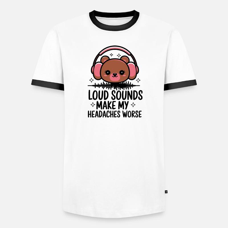 Bär mit Kopfhörern Männer Kontrast-T-Shirt
