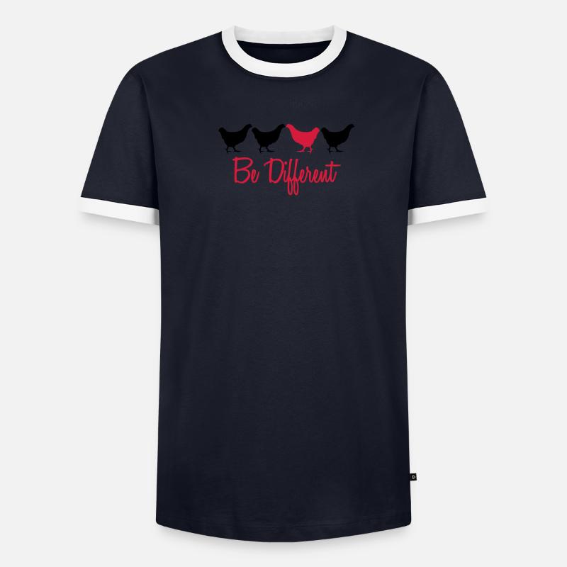 Be Different Huhn mit Text - Männer Kontrast-T-Shirt - undefined