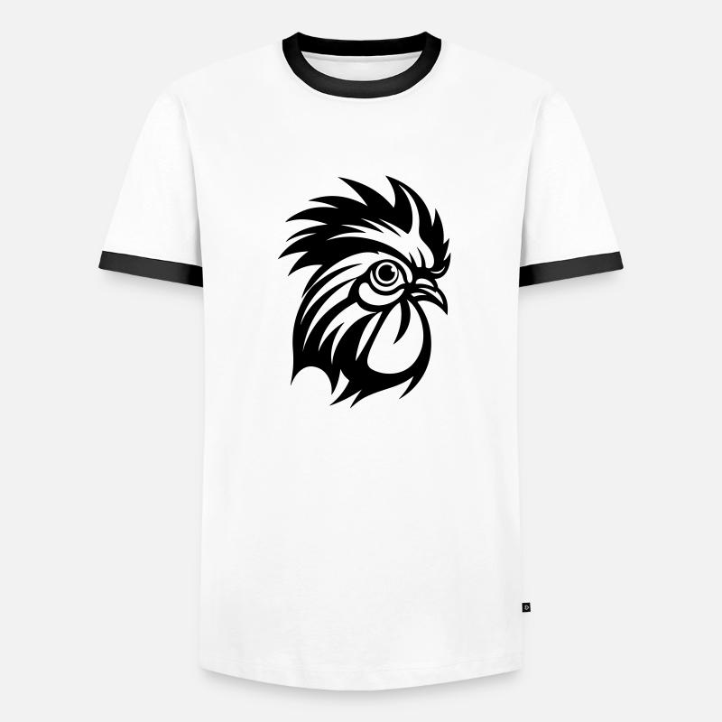 Hahn Tier Männer Kontrast-T-Shirt