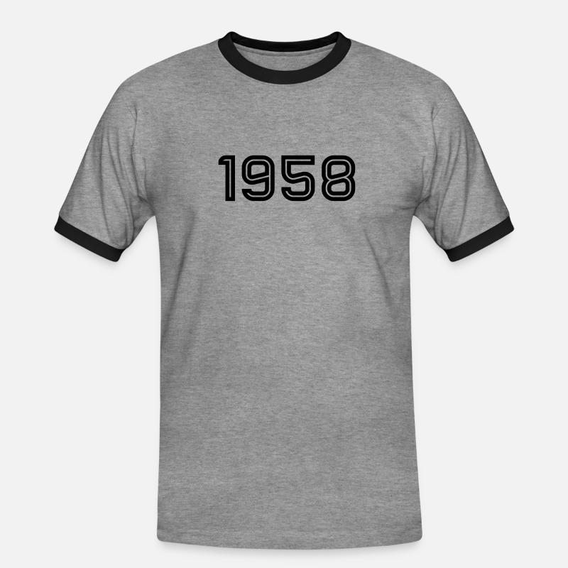 1958 Inline - Männer Kontrast-T-Shirt - Grau meliert/Schwarz