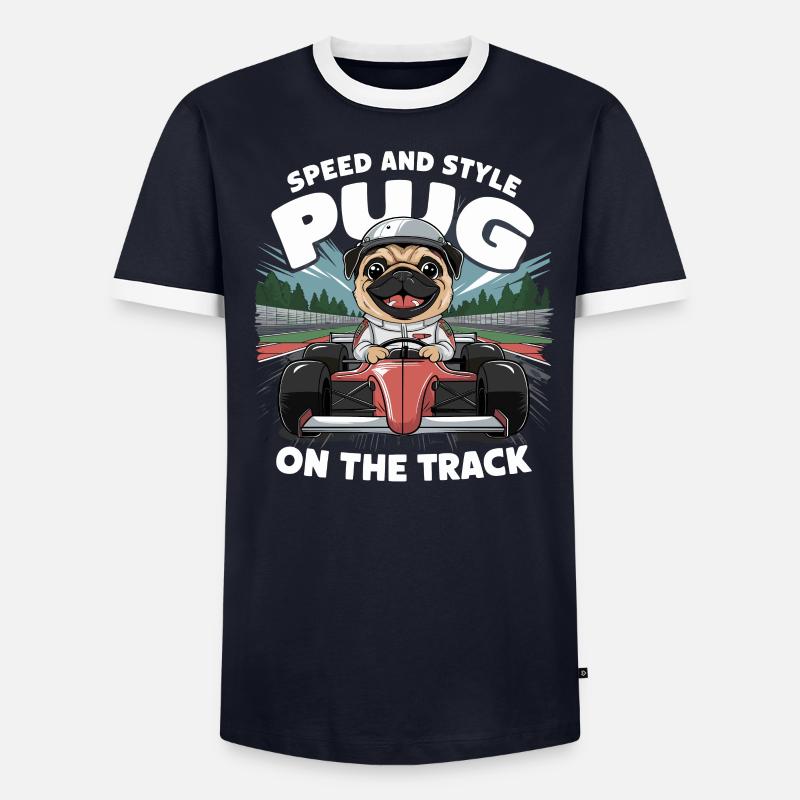 Mops Hundehalter Mops Rennfahrer Speed - Männer Kontrast-T-Shirt - undefined