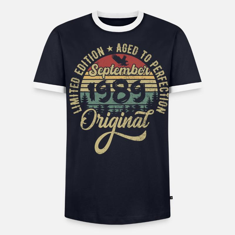 36e anniversaire Septembre 1989 - 36 ans T-shirt contrasté Homme