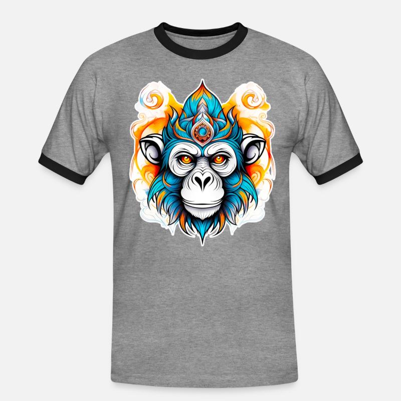 Affe Stencil - Männer Kontrast-T-Shirt - Grau meliert/Schwarz