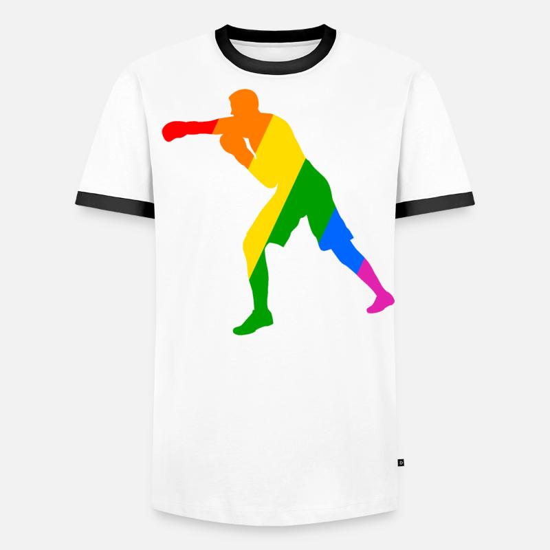 Boxer im Regenbogen Männer Kontrast-T-Shirt
