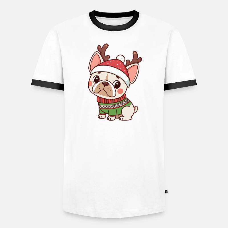 Chiot Noël Bonnet et Pull Vert T-shirt contrasté Homme