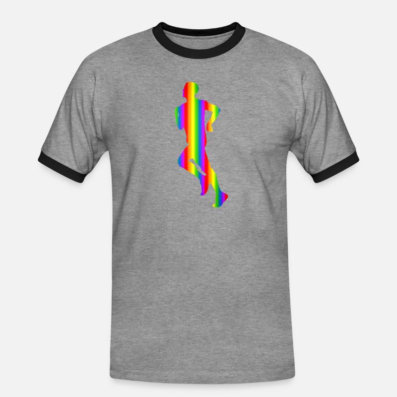 Bunter Läufer Regenbogen - Männer Kontrast-T-Shirt - Grau meliert/Schwarz