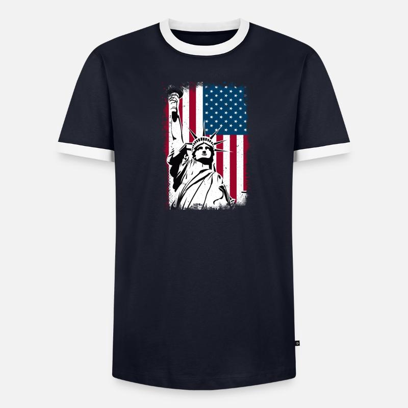 Freiheitsstatue Amerika Männer Kontrast-T-Shirt