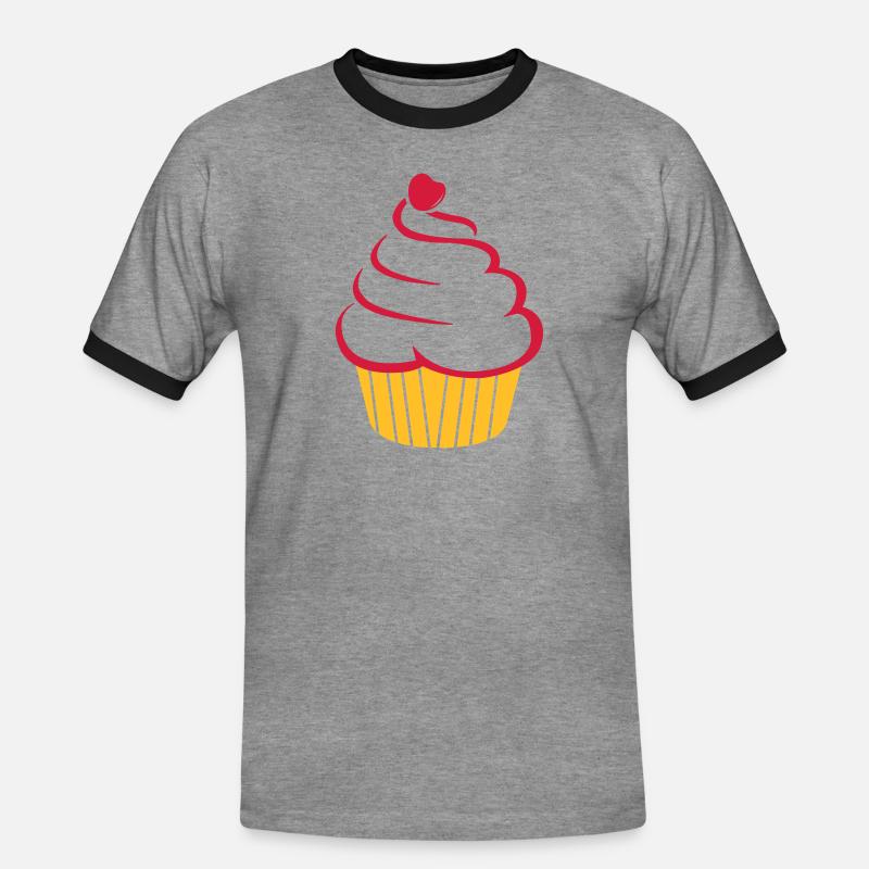 cupcake - Men's Ringer Shirt - heather grey/black