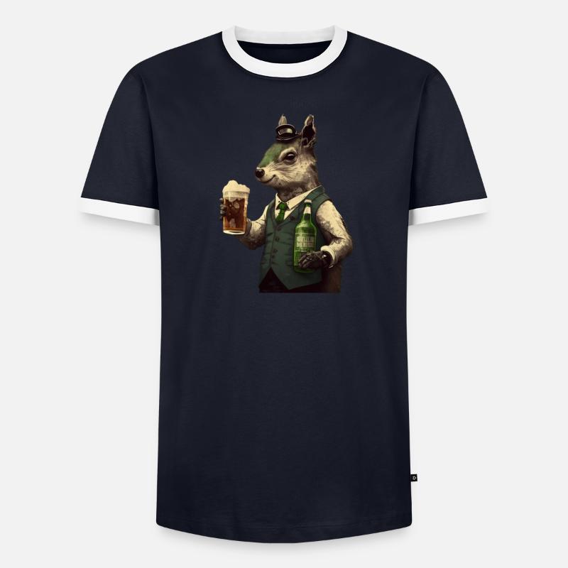 schickes Eichhörnchen Gentleman mit Bier - Männer Kontrast-T-Shirt - undefined