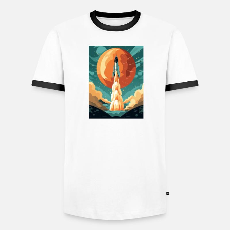 Rocket Launch Raketenstart Männer Kontrast-T-Shirt