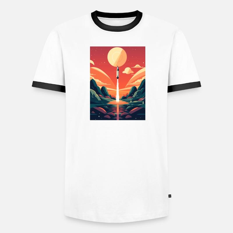 Rocket Launch Raketenstart Männer Kontrast-T-Shirt