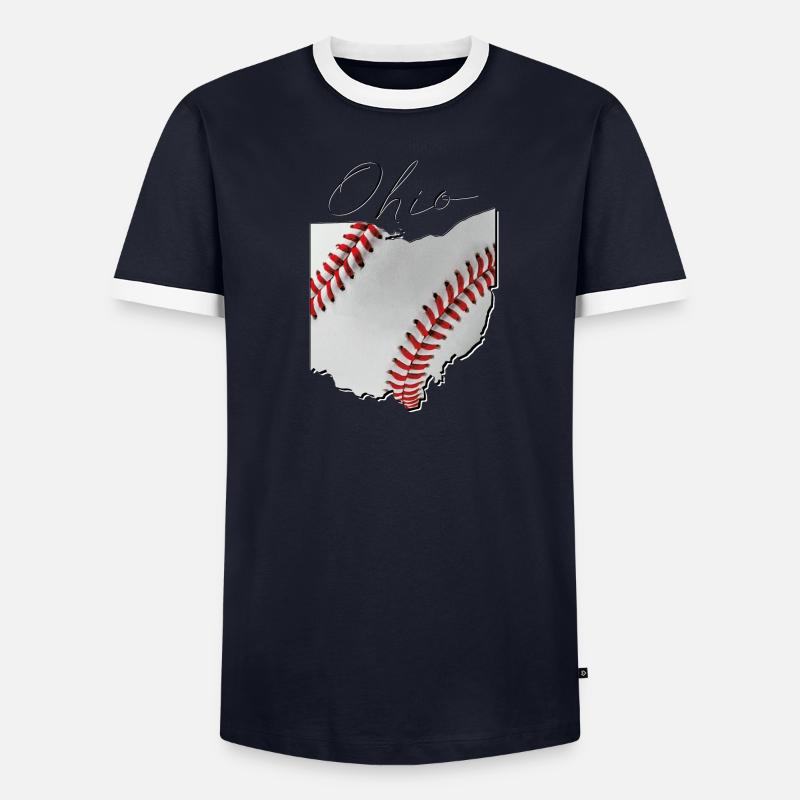 Ohio (United States) | real baseball | Map Script Men's Ringer Shirt