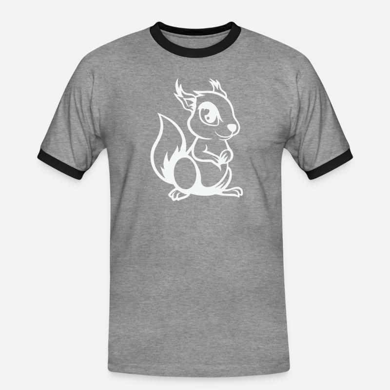 eichhörnchen comic - Männer Kontrast-T-Shirt - Grau meliert/Schwarz