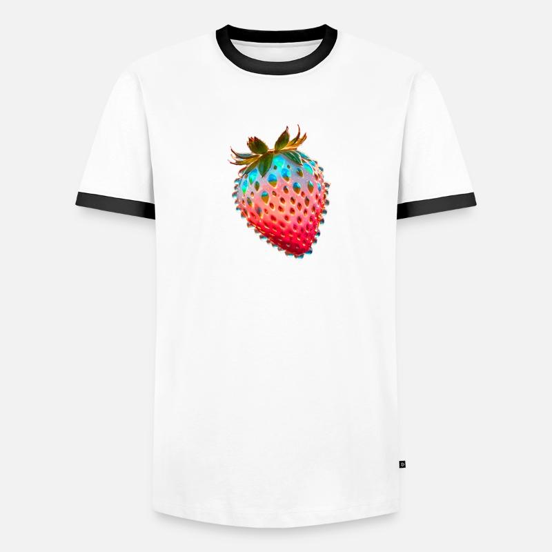 erdbeere,rote erdbeere,wassertropfen,glas Männer Kontrast-T-Shirt