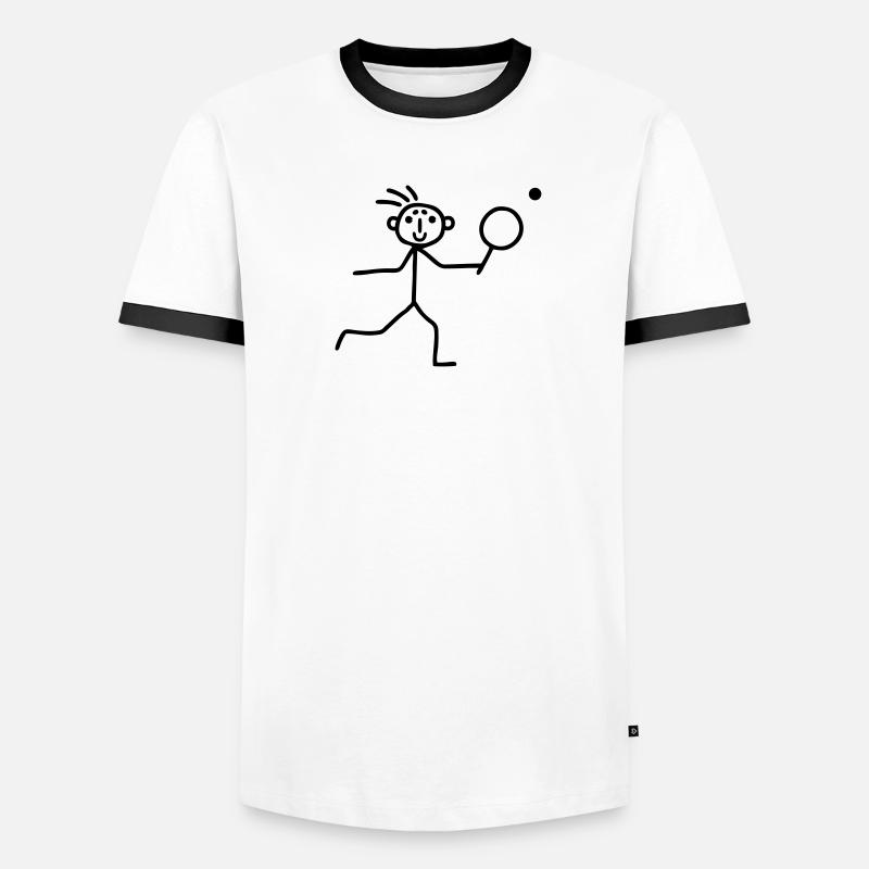 Strichmännchen Badminton Männer Kontrast-T-Shirt
