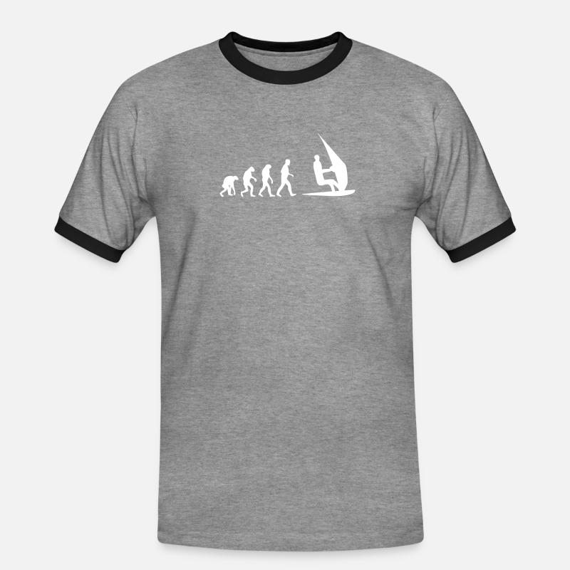 windsurf evolution - Männer Kontrast-T-Shirt - Grau meliert/Schwarz