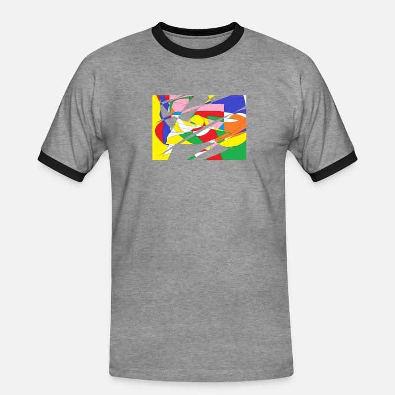 Muster - Männer Kontrast-T-Shirt - Grau meliert/Schwarz