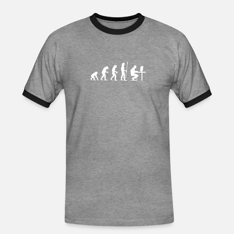 evolution_pc_3 - Men's Ringer Shirt - heather grey/black