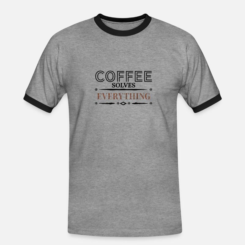 Coffee solves Everything - Männer Kontrast-T-Shirt - Grau meliert/Schwarz