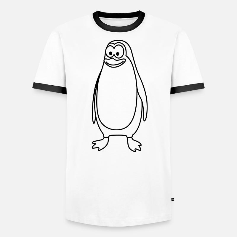 Pinguin Comic Tier Männer Kontrast-T-Shirt