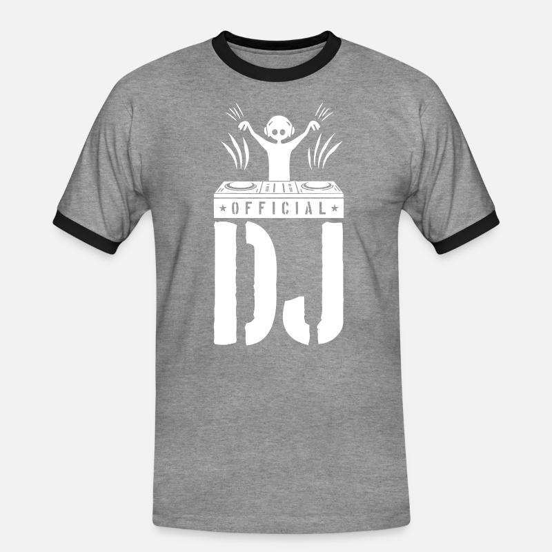 DJ Spruch Turntables - Men's Ringer Shirt - heather grey/black