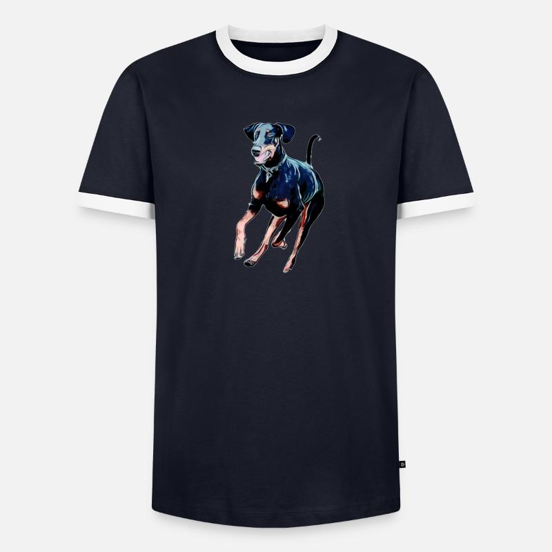 Dobermann Männer Kontrast-T-Shirt