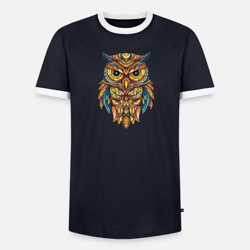 Bunte Eule mit vielen Farben Männer Kontrast-T-Shirt